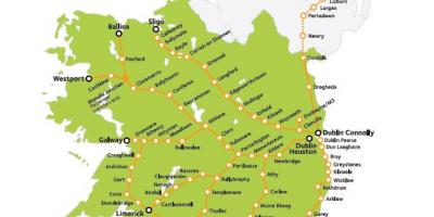 El viaje en tren en irlanda mapa