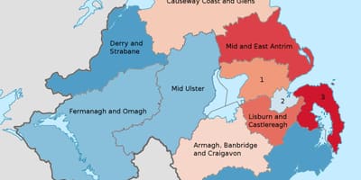 Irlanda del norte en un mapa