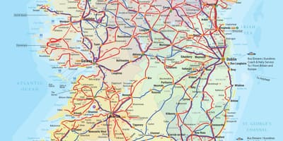 Irlanda rutas de autobús mapa