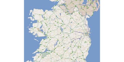 Mapa de mapa de carreteras del oeste de irlanda