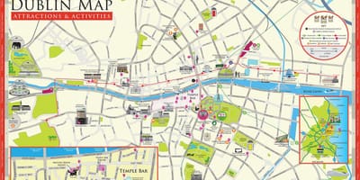 Mapa de dublín, irlanda lugares de interés turístico