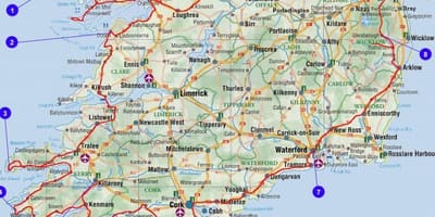 Mapa de viaje de irlanda