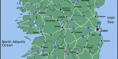 Mapa de mapa de irlanda distancia
