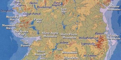 Mapa de montañas de irlanda 