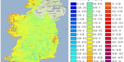 La velocidad del viento mapa de irlanda