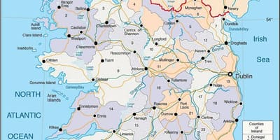 Mapa detallado de irlanda con pueblos y ciudades