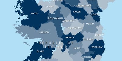 Mapa de mapa editable de irlanda