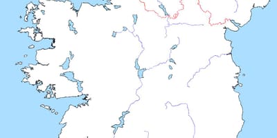 Mapa de mapa en blanco de irlanda con los ríos