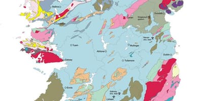 Mapa de mapa geológico de irlanda