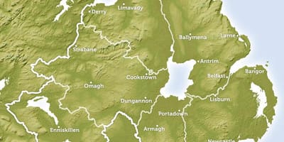 Mapa de mapa regional de irlanda del norte