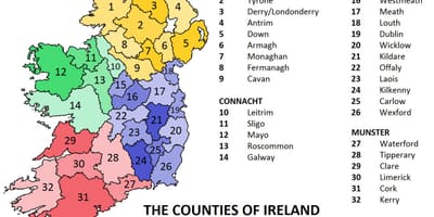 Mapa de irlanda, que muestra las provincias
